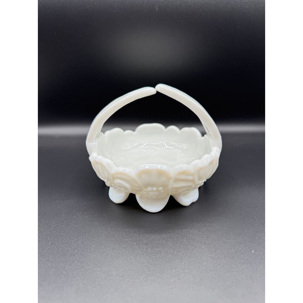 Dogwood Milk Glass Basket